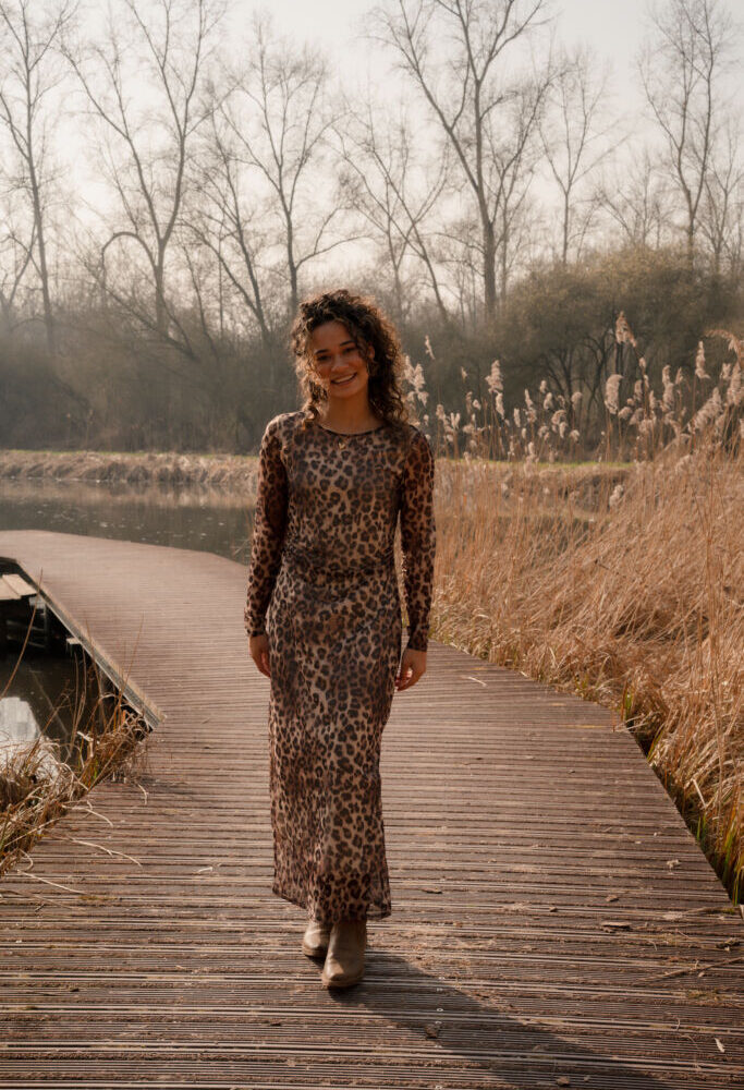 95223 azzurro leopard dress