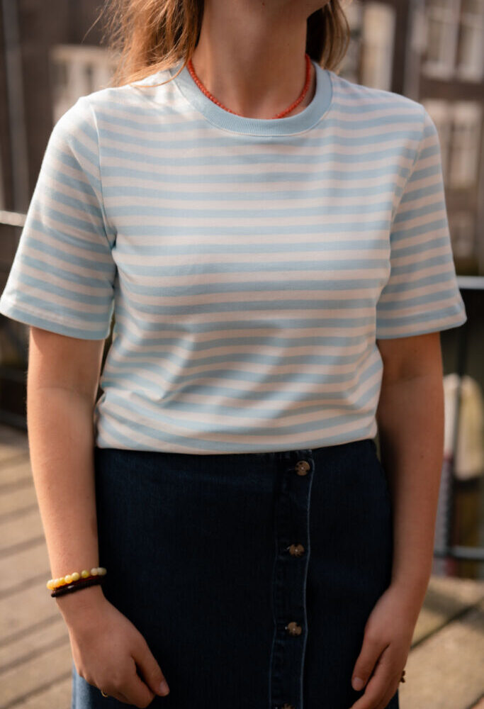 9154 T-shirt stripe blue/white