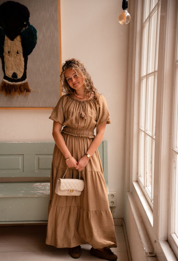 Crete dress long camel