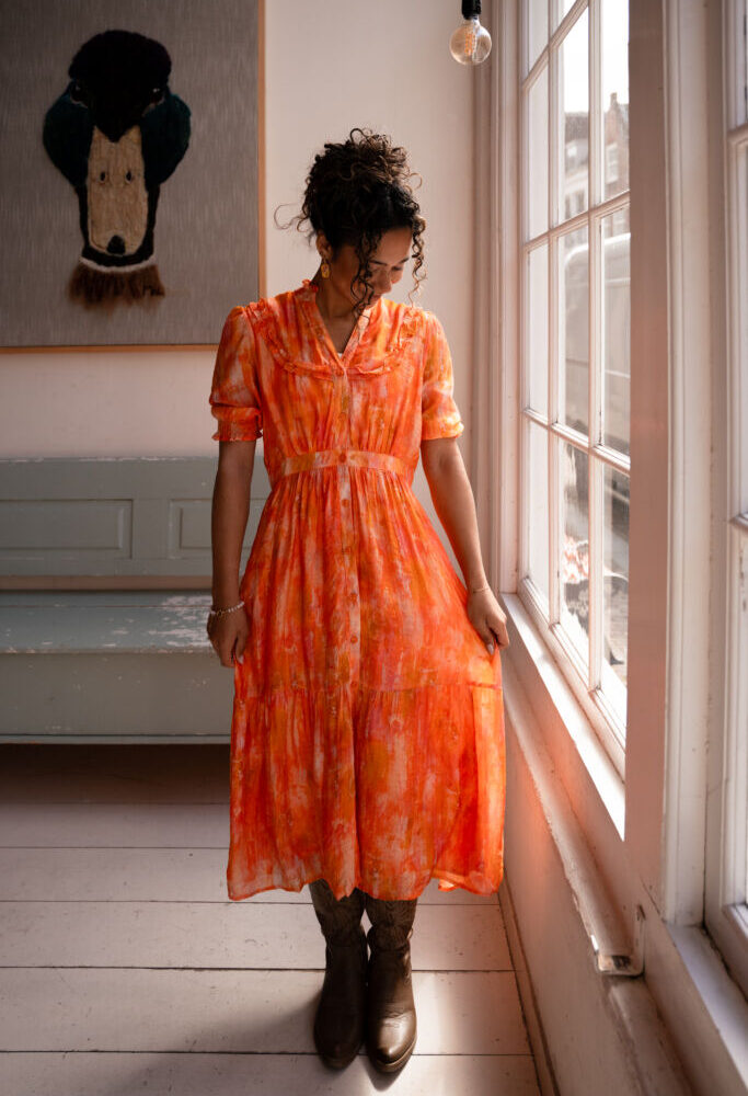 95249 azzurro dress orange/pink wedding
