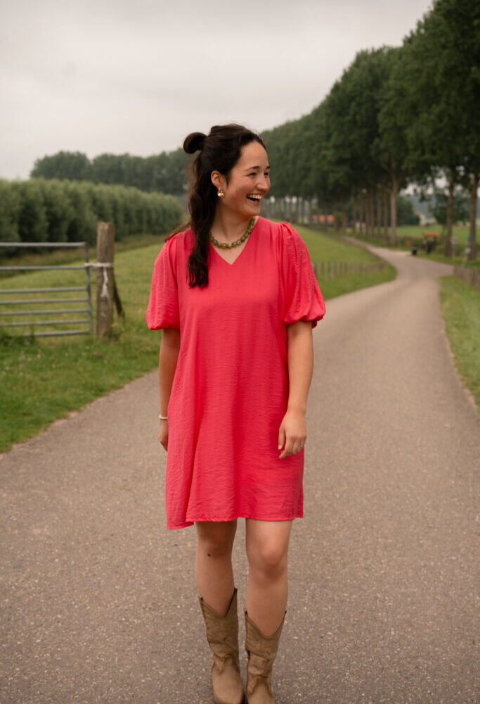 3844-1 azzurro dress fav benthe fuchsia