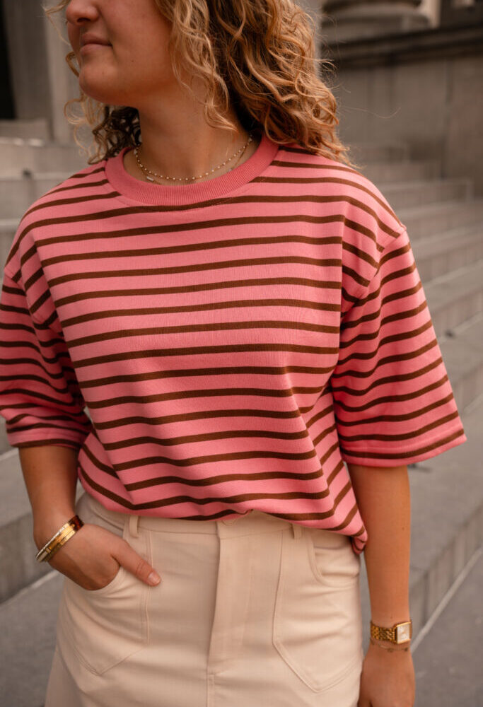 9178 pink/brown stripe t-shirt lois