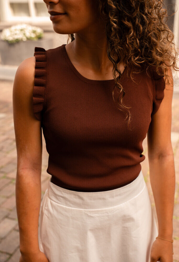8218 brown top ruffle madelief