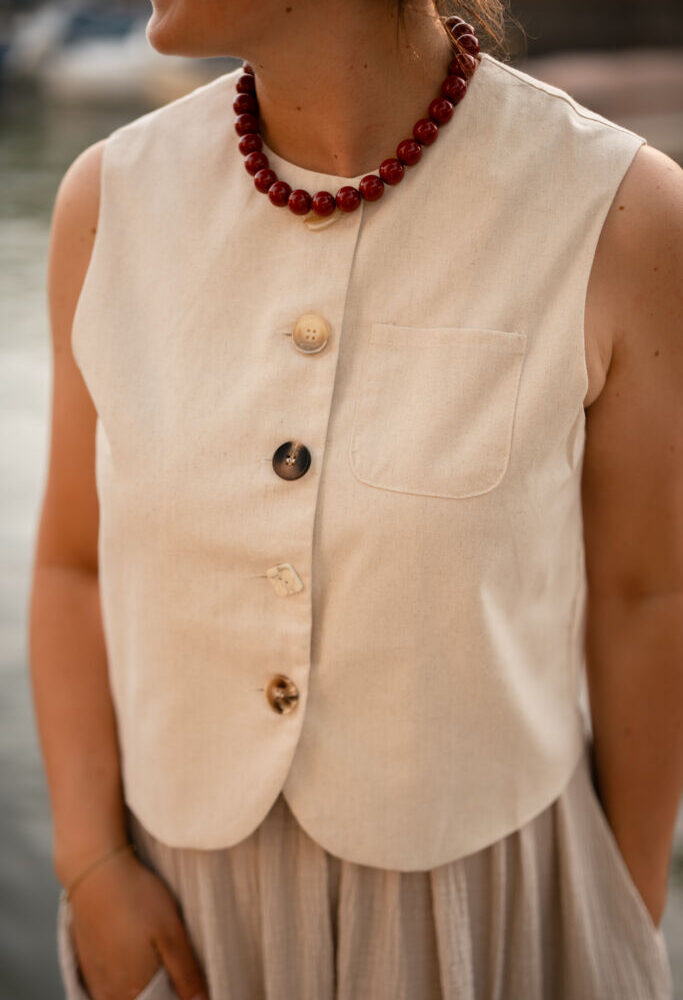 elenza 60019 gilet beige button