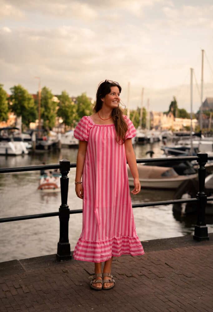 6817 dress zakynthos stripe pink/light