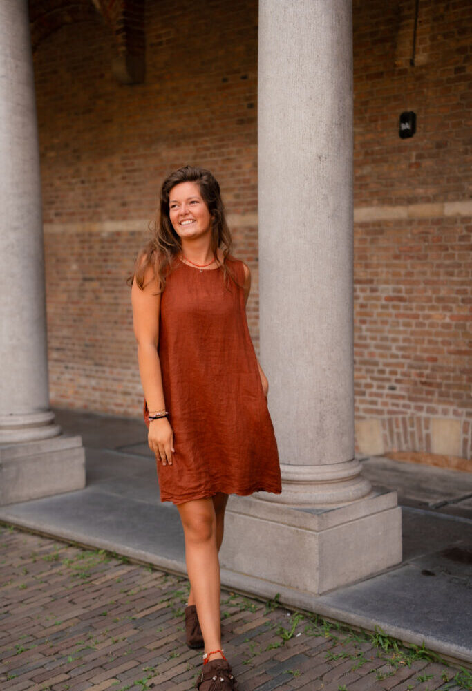 pino lino short dress camille rust