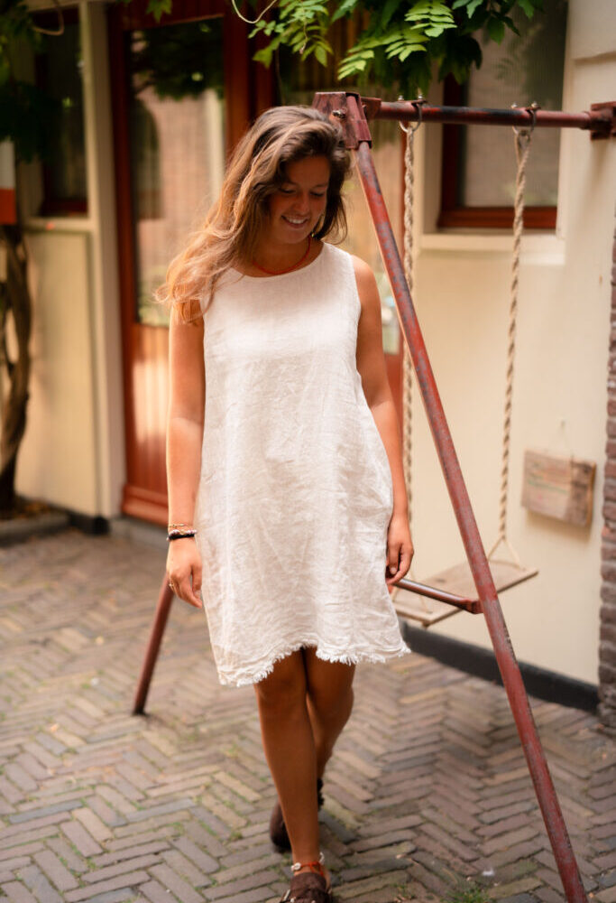 pino lino short dress camille beige